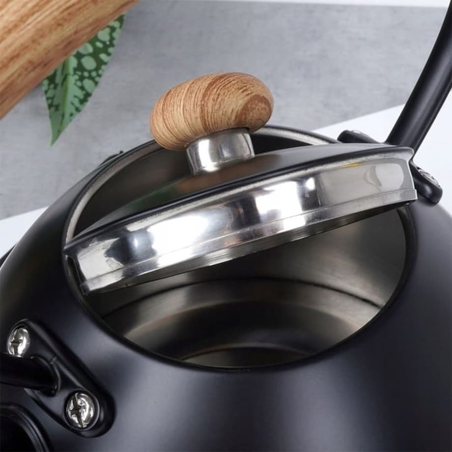 Czajnik Czarny Stalowy z Gwizdkiem do Gotowania Wody Gaz indukcję Kuchenkę