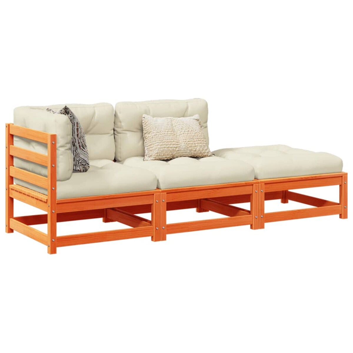 vidaXL 3-cz zestaw mebli ogrodowych z poduszkami, woskowy brąz, sosna