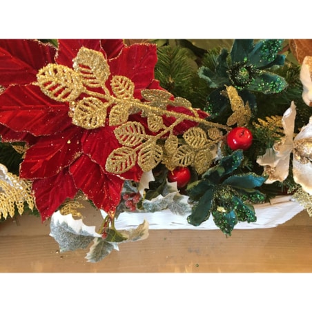 BROKATOWA GAŁĄZKA KWIAT ZŁOTY do dekoracji bukietu kompozycji święta stroik