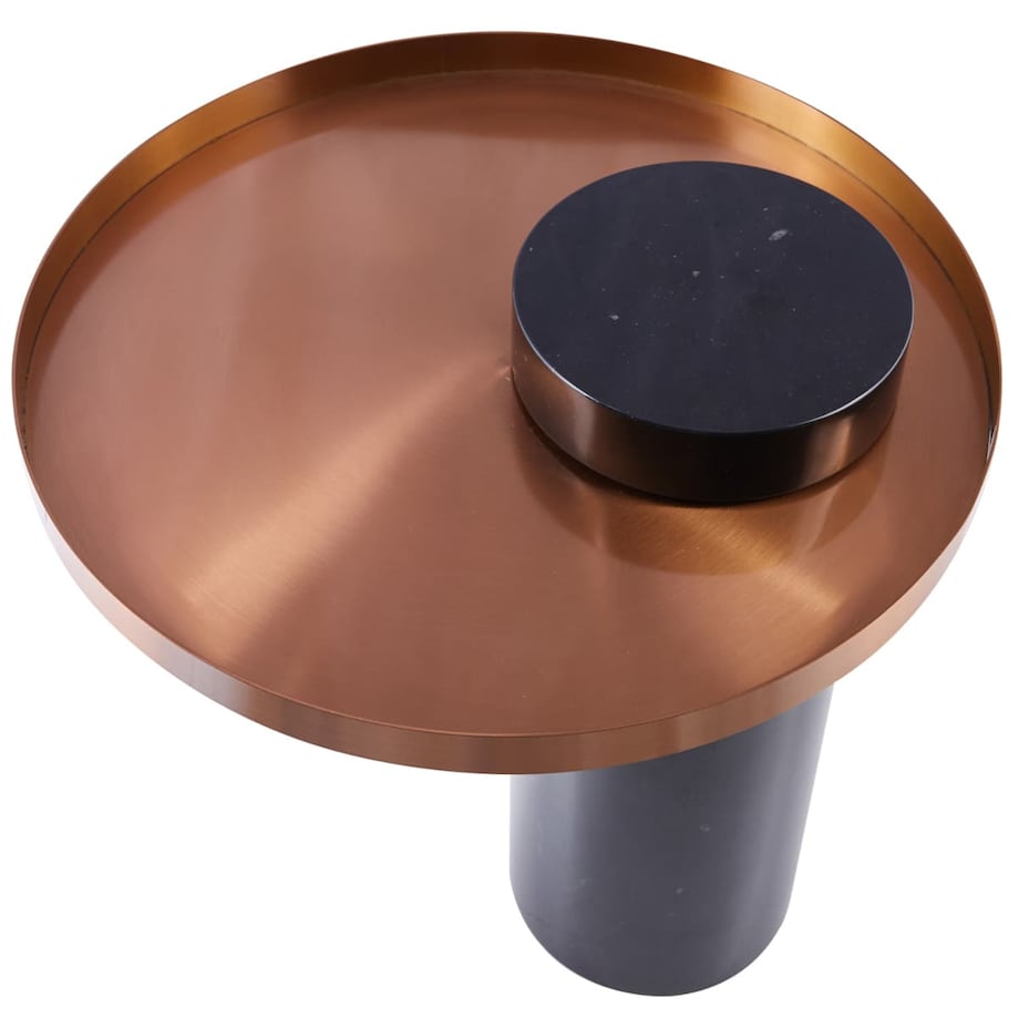 Marmurkowy stolik kawowy COLUMN DP-FA1 black copper Step marmur stal czarny miedziany, Step Into Design