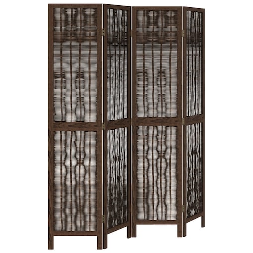 vidaXL Parawan pokojowy, 4-panelowy, ciemny brąz, lite drewno paulowni