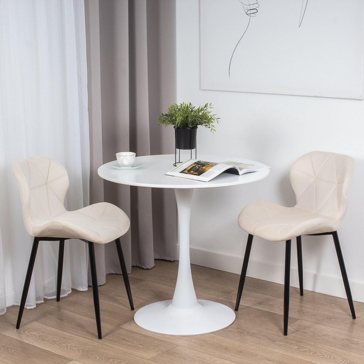 Stół okrągły do salonu jadalni 80 cm biały nowoczesny minimalistyczny