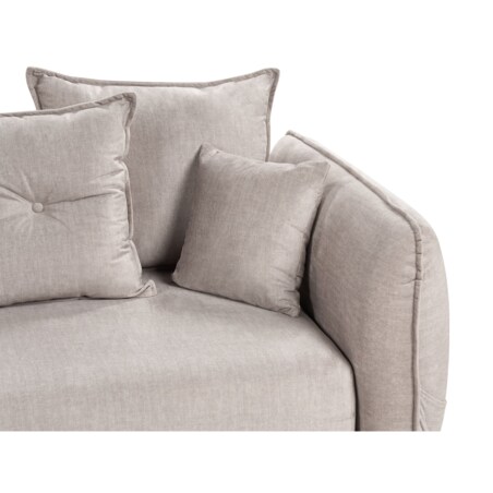 Sofa rozkładana welurowa z pojemnikiem beżowoszara VALLANES