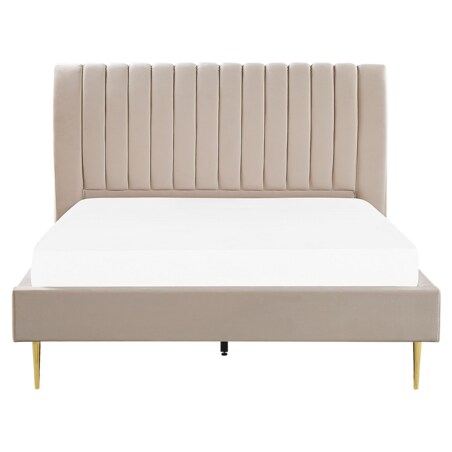 Łóżko welurowe 180 x 200 cm beżowe MARVILLE