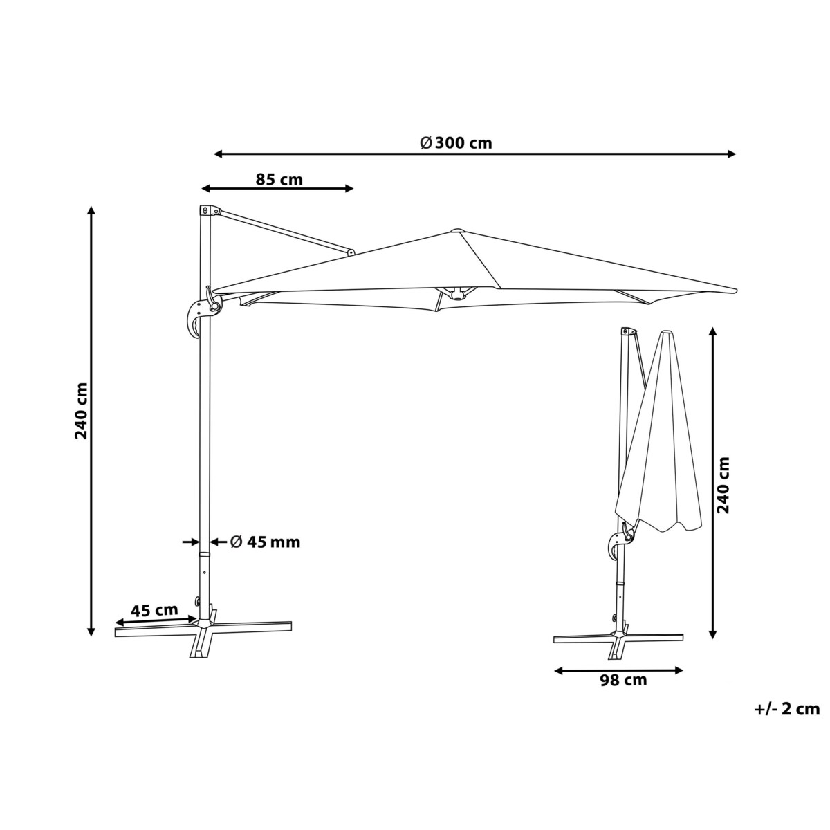 Parasol ogrodowy ⌀ 300 cm szary SAVONA