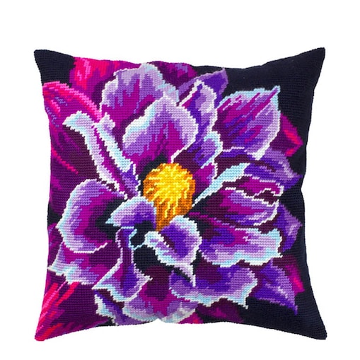 Haft krzyżykowy - Poduszka Dalia