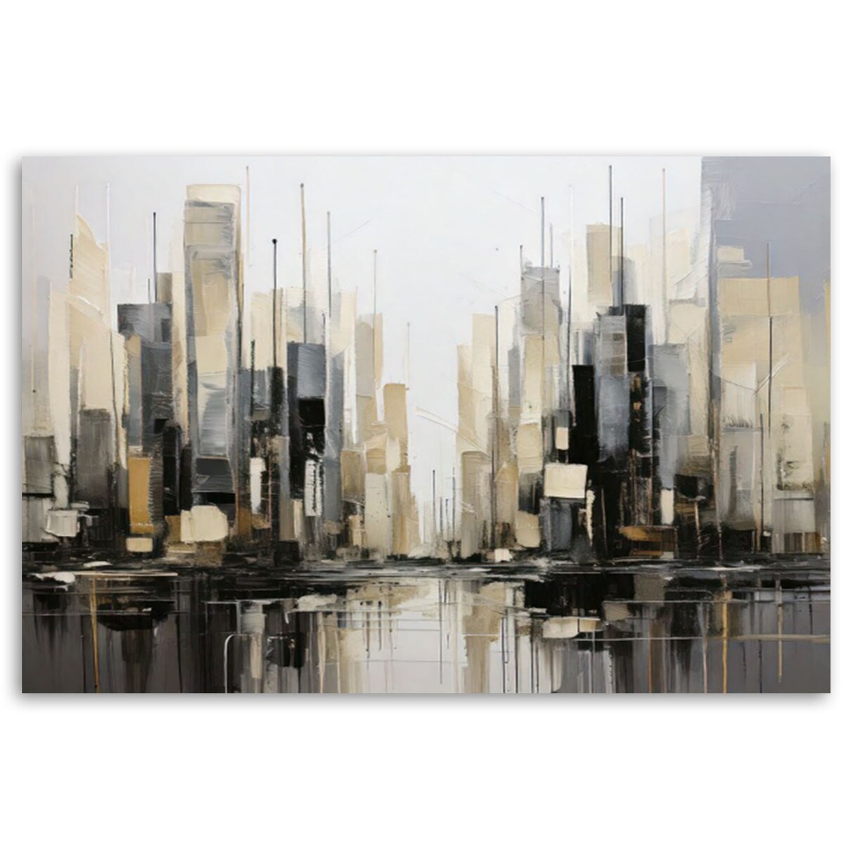 Feeby Obraz nowoczesny, Abstrakcyjne miasto architektura w beżu 60x40