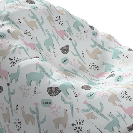Worek do siedzenia Bowli, pastelowe lamy na jasnoszarym tle, Ø50 x 85 cm, Magic Collection