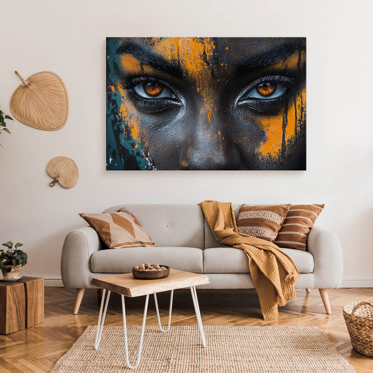 OBRAZ NA PŁÓTNIE DO SALONU ABSTRAKCYJNY PORTRET TAJEMNICZA KOBIETA 70x50cm