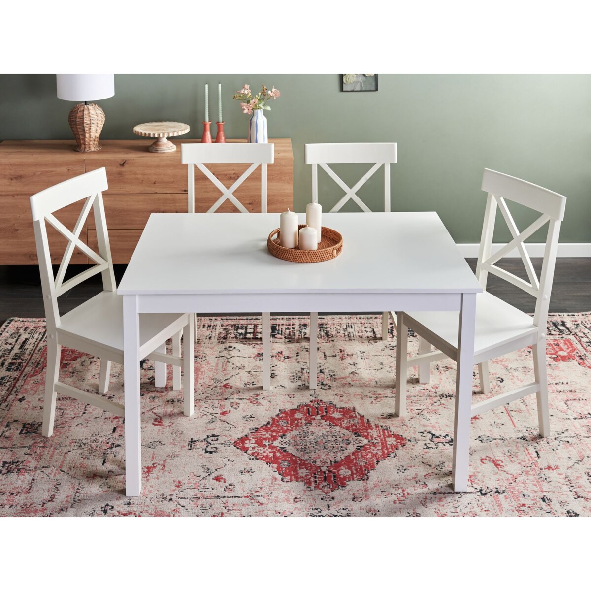 Zestaw do jadalni BARLEE Drewno Biały dla 4 osób