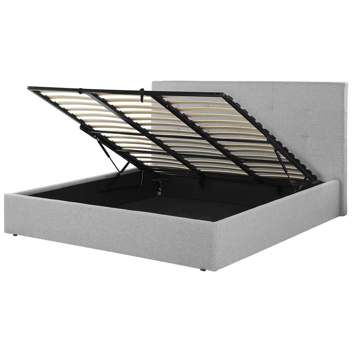 Łóżko z pojemnikiem tapicerowane 180 x 200 cm szare LORIENT