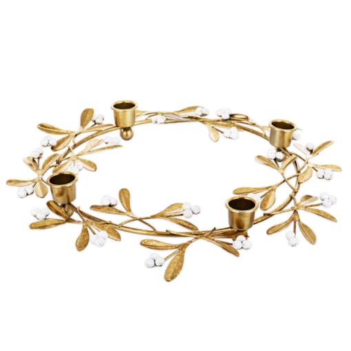 Świecznik metalowy na 4 świece złoty 4,5x32 cm CERCHIO