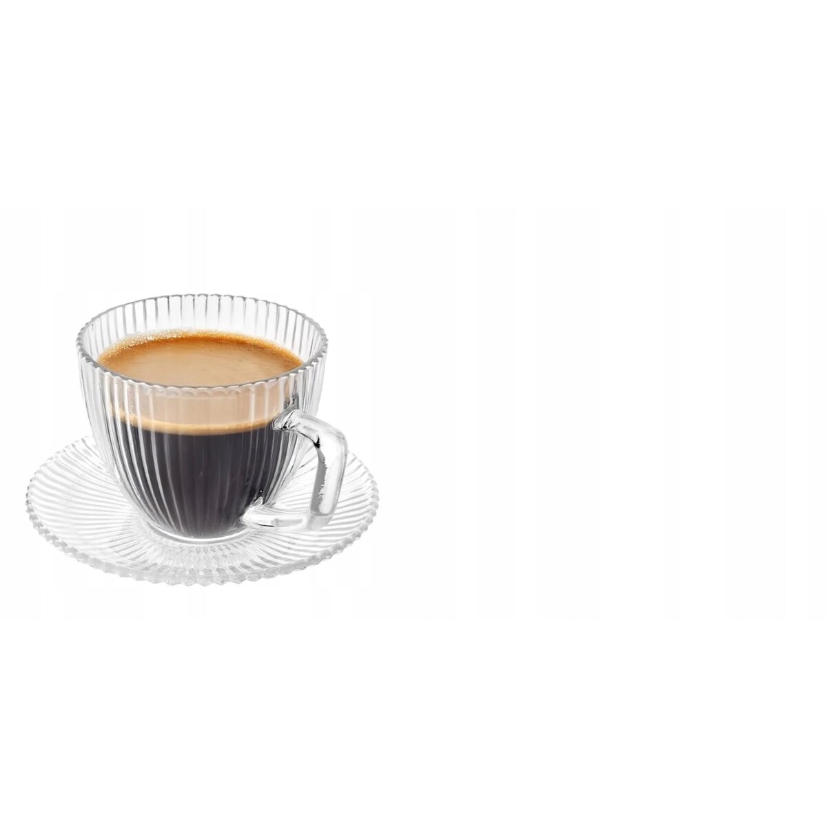 Filiżanki do kawy herbaty ze spodkiem szklane W PRĄŻKI 6x 250ml na prezent