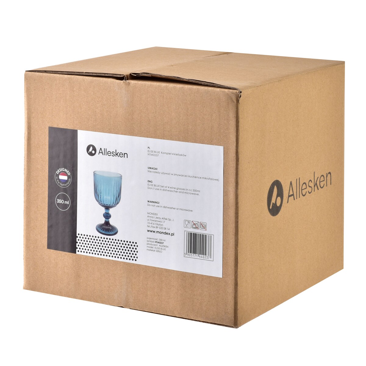 ELISE BLUE Komplet 4 kieliszków9x16.4cm