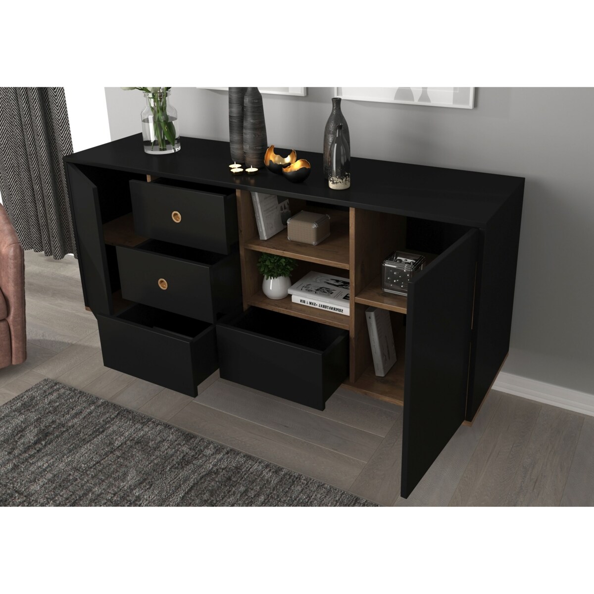 Czarna nowoczesna komoda Skandica HARMONI