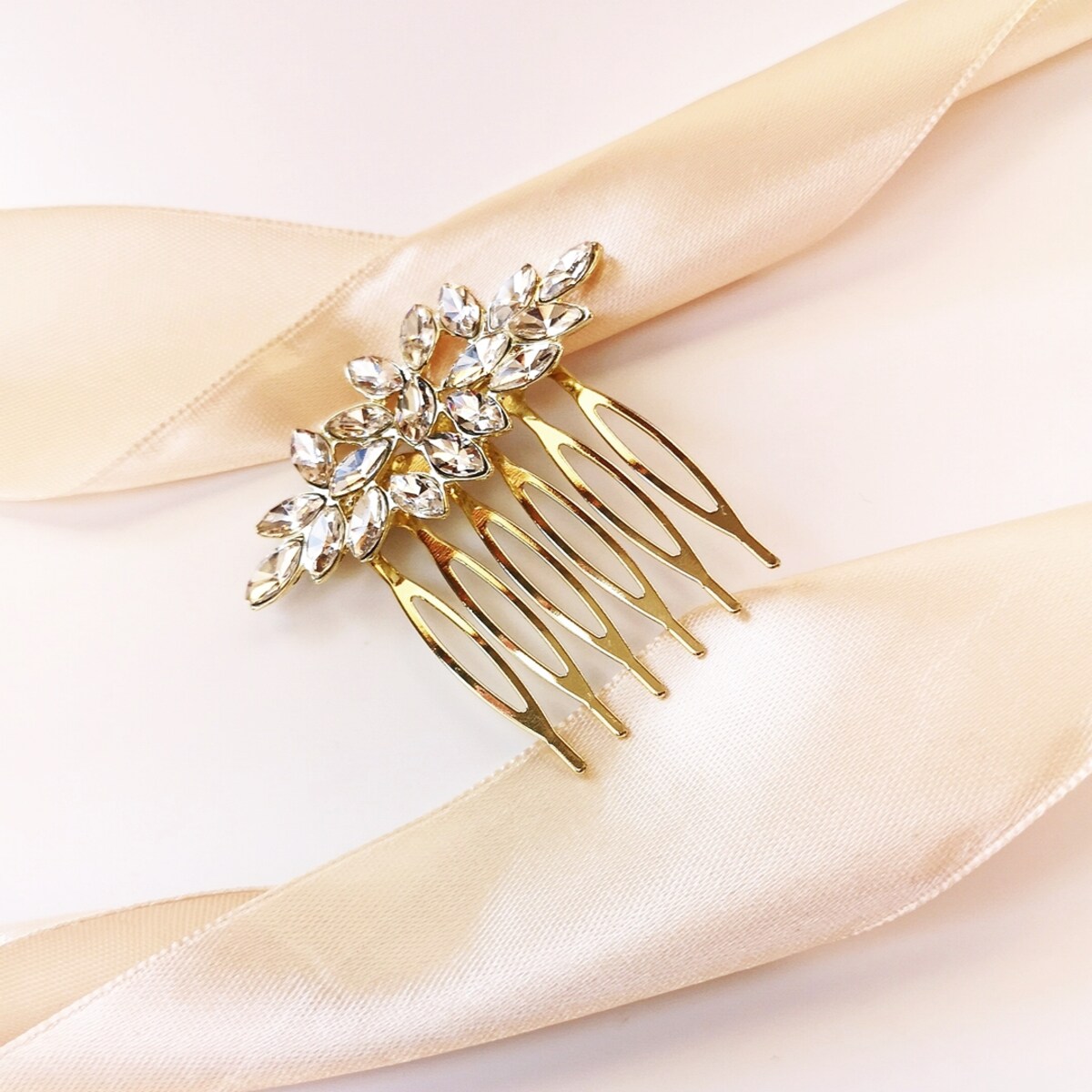 ZŁOTY grzebyk ozdoba ślubna do włosów subtelna elegancka