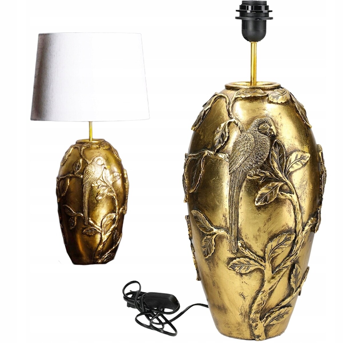 LAMPA STOŁOWA BIURKOWA NOCNA E27 ZŁOTA RETRO PTAK do salonu sypialni DUŻA