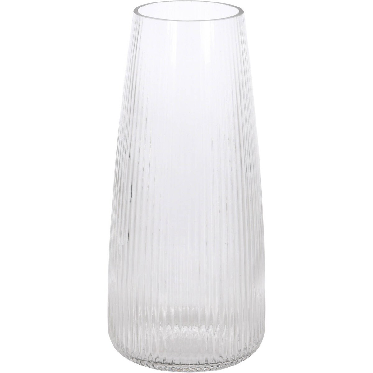 Wazon na kwiaty szklany, szkło ryflowane, 21 cm
