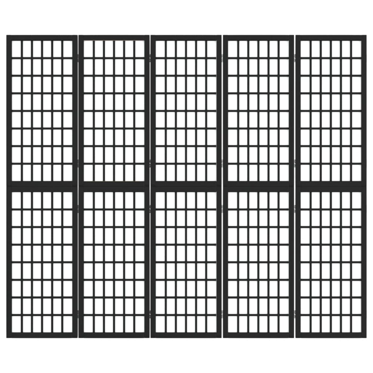 vidaXL Składany parawan 5-panelowy, styl japoński, 200x170 cm, czarny