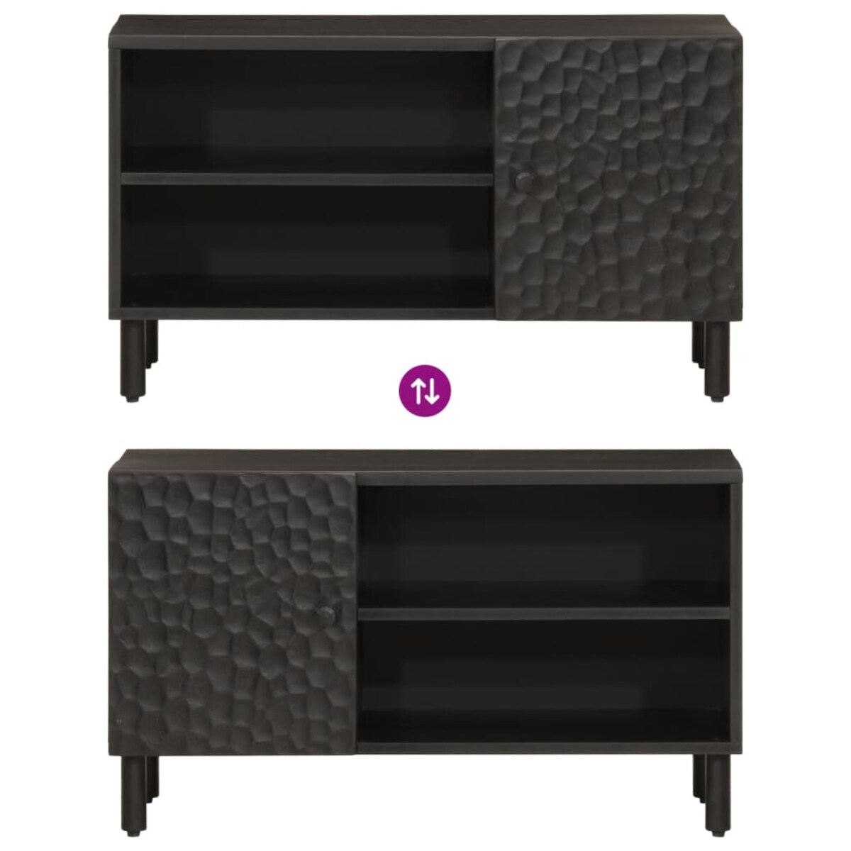 vidaXL Szafka pod telewizor, czarna, 80x31x46 cm, lite drewno mango