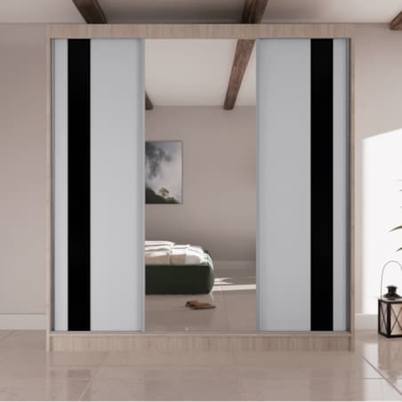 Szafa przesuwna COMODO V200 z lustrem do przedpokoju, garderoby- sonoma