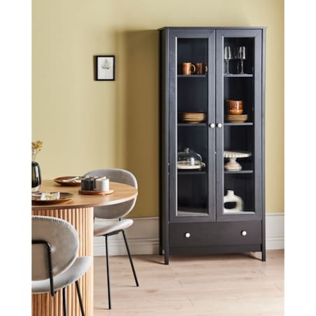 Witryna ze szklaną gablotą czarna NORNALUP