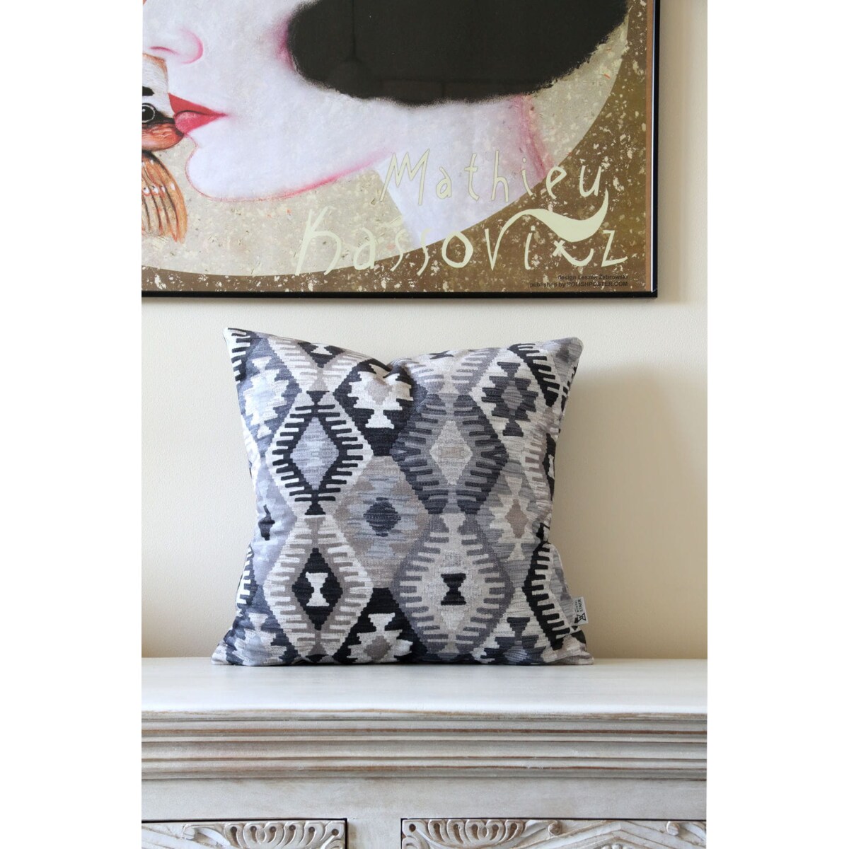 Miodowo szary zestaw poduszek dekoracyjnych Aztek Boho - Heaven