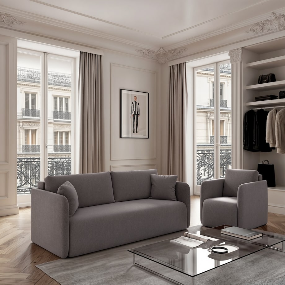 Sofa 3 osobowa Chaum rozkładana szara