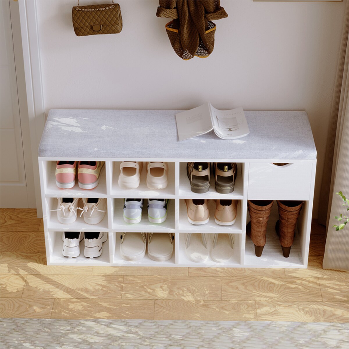 Szafka na buty z siedziskiem biała ławka przedpokój nowoczesna 100cm