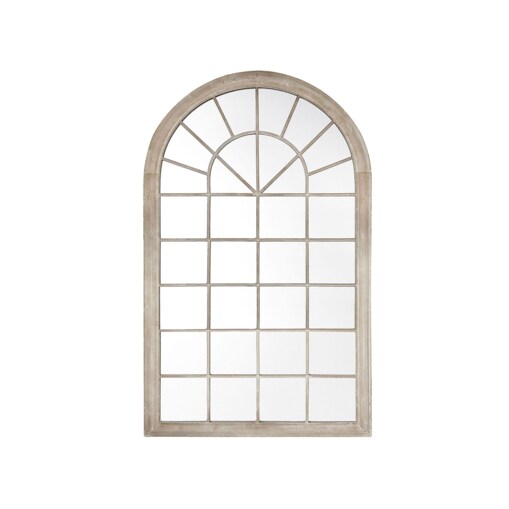Metalowe lustro ścienne okno 77 x 130 cm beżowe TREVOL