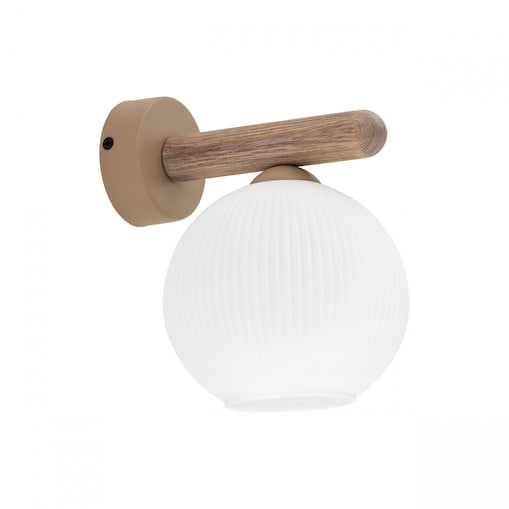 Elegancki kinkiet ścienny TK Lighting VIRLO WHITE 11077 biały, drewno i szkło, oprawa E14