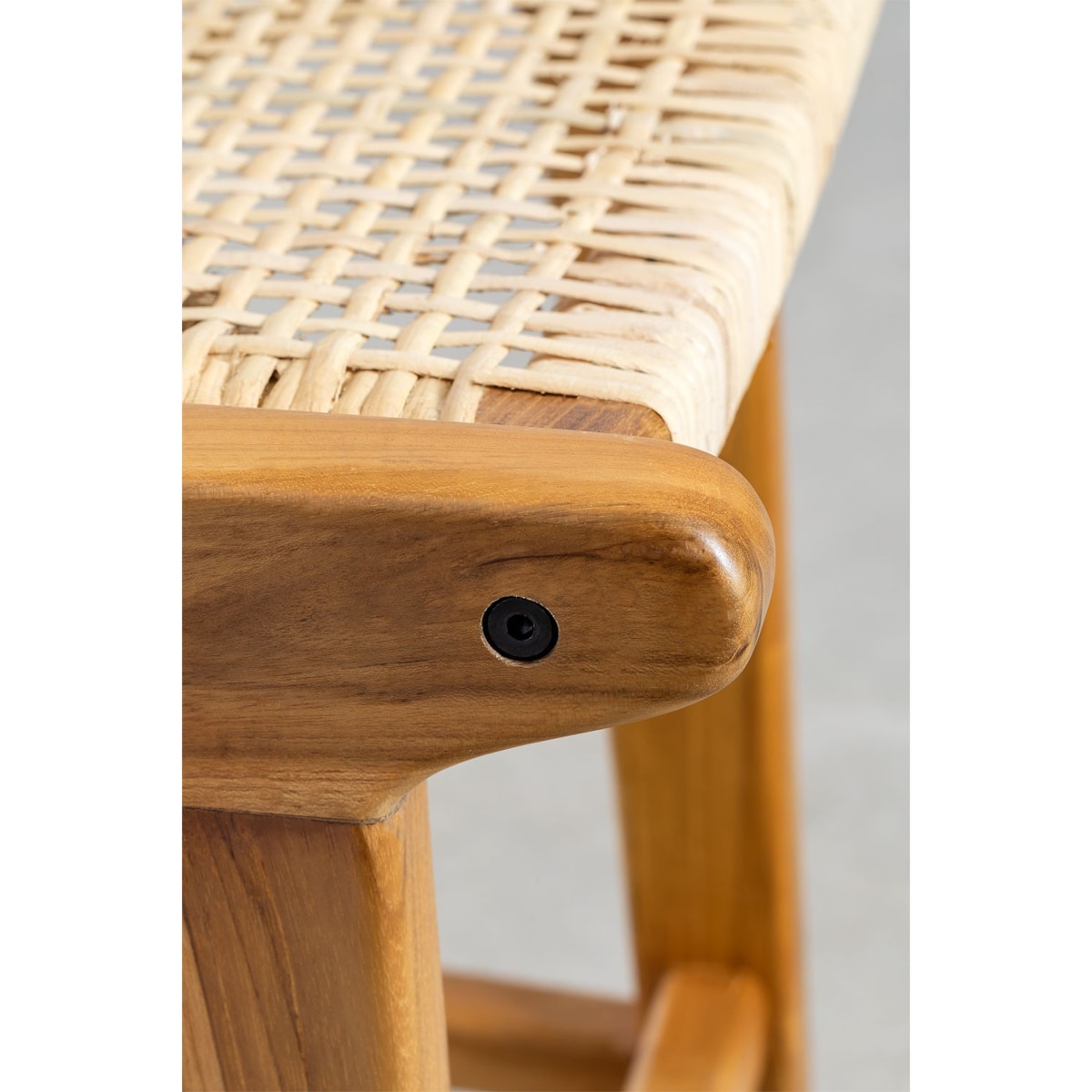 Stołek krzesło barowe z drewna tekowego i rattanu Catua 60 cm