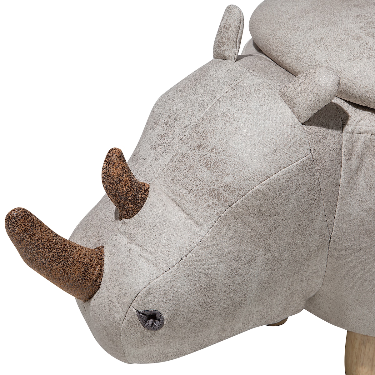 Pufa zwierzak ze schowkiem RHINO Ekoskóra Jasnoszary Nosorożec