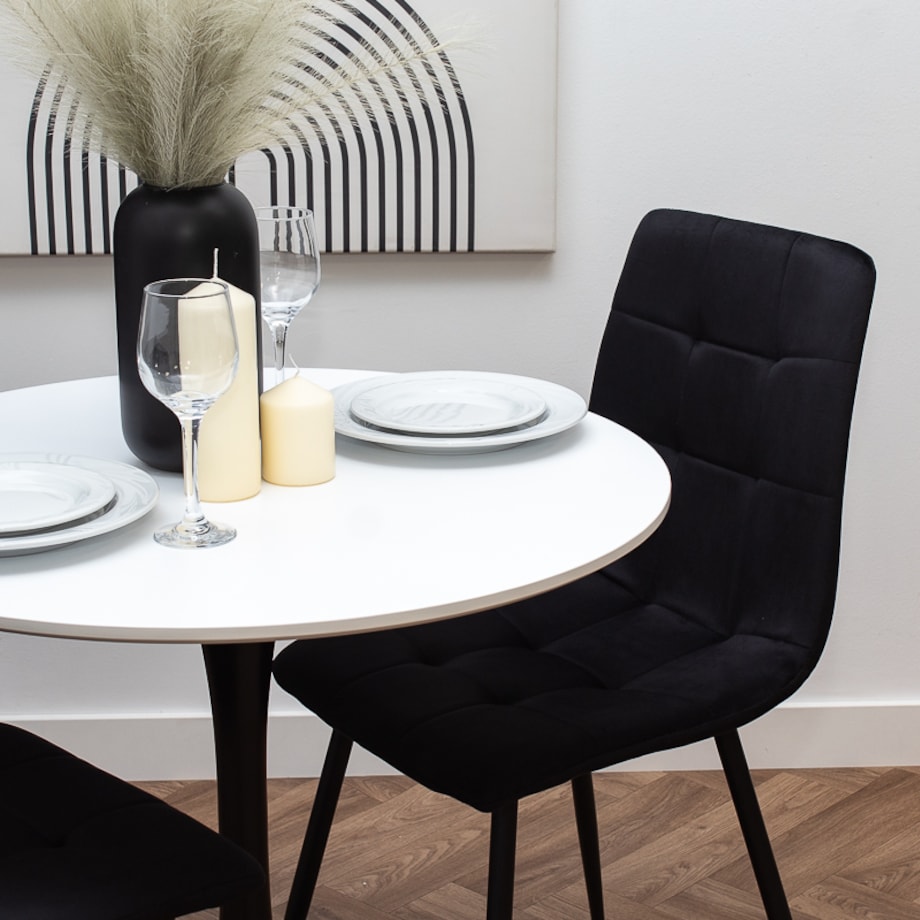 Stół okrągły 80cm biały blat nowoczesny minimalistyczny