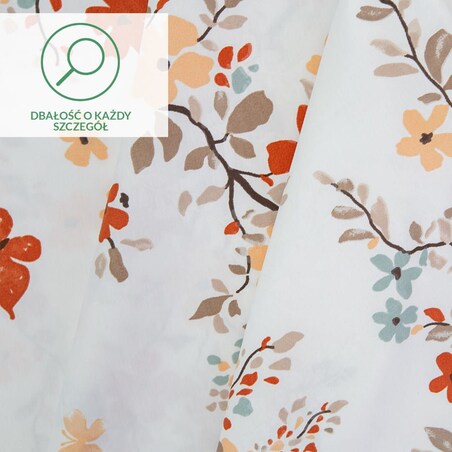 Pościel satyna bawełniana 200x220 Exclusive Ela biała w pomarańczowe kwiatki