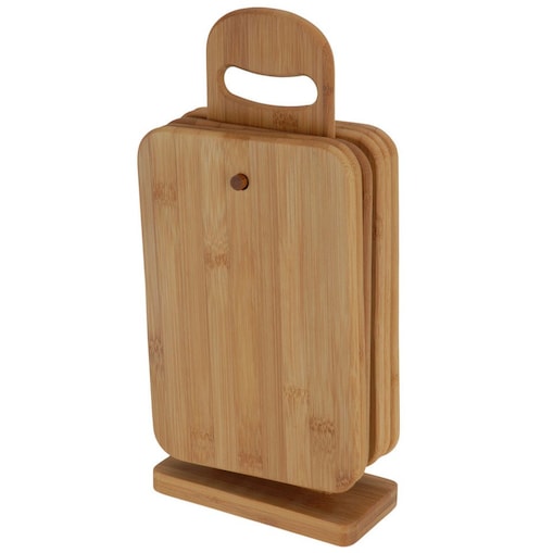 6 bambusowych desek kuchennych + stojak w komplecie