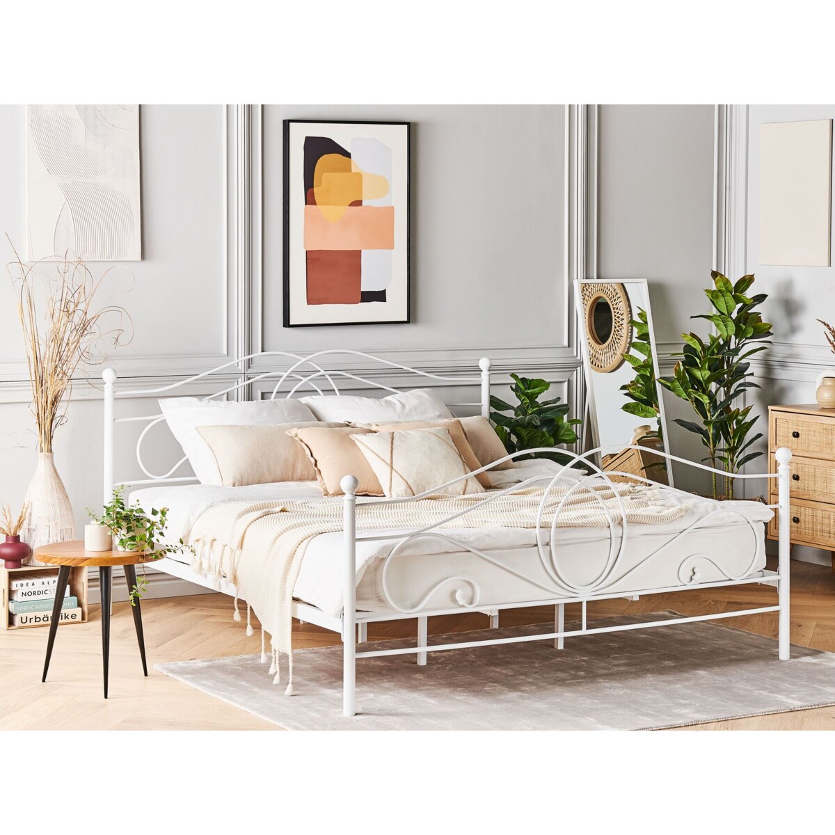Łóżko metalowe 180 x 200 cm białe LYRA
