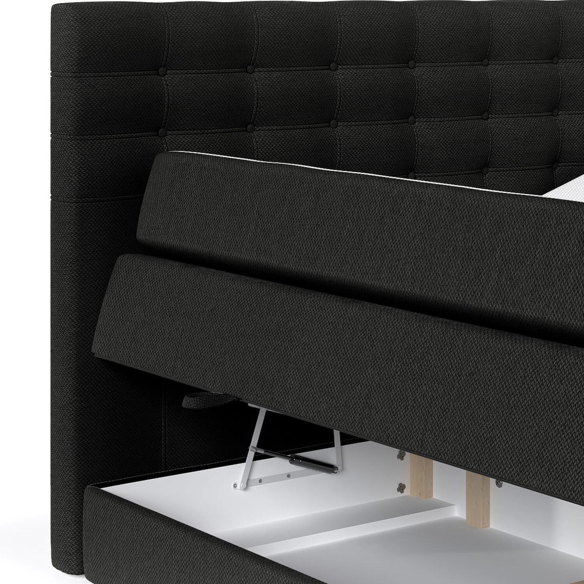 Łóżko kontynentalne STATE 120x200 z pojemnikiem, Czarny, tkanina Megan 368