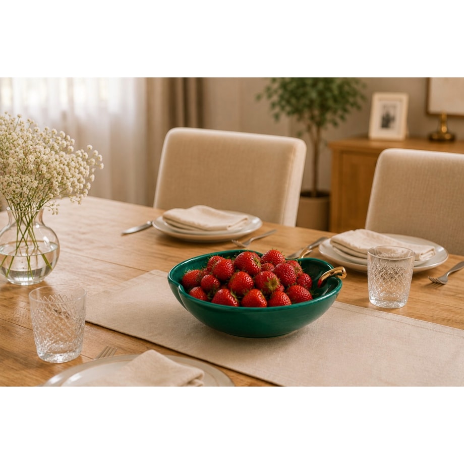 Talerz Dekoracyjny Jabłko Zielony Miska Ozdobna Glamour Ceramiczna 13cm