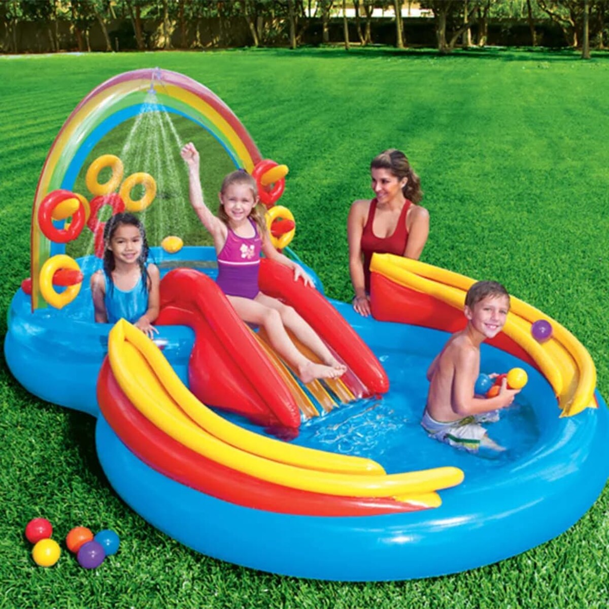 Intex Dmuchany basen Rainbow Ring Play Center, 297x193x135 cm, 57453NP