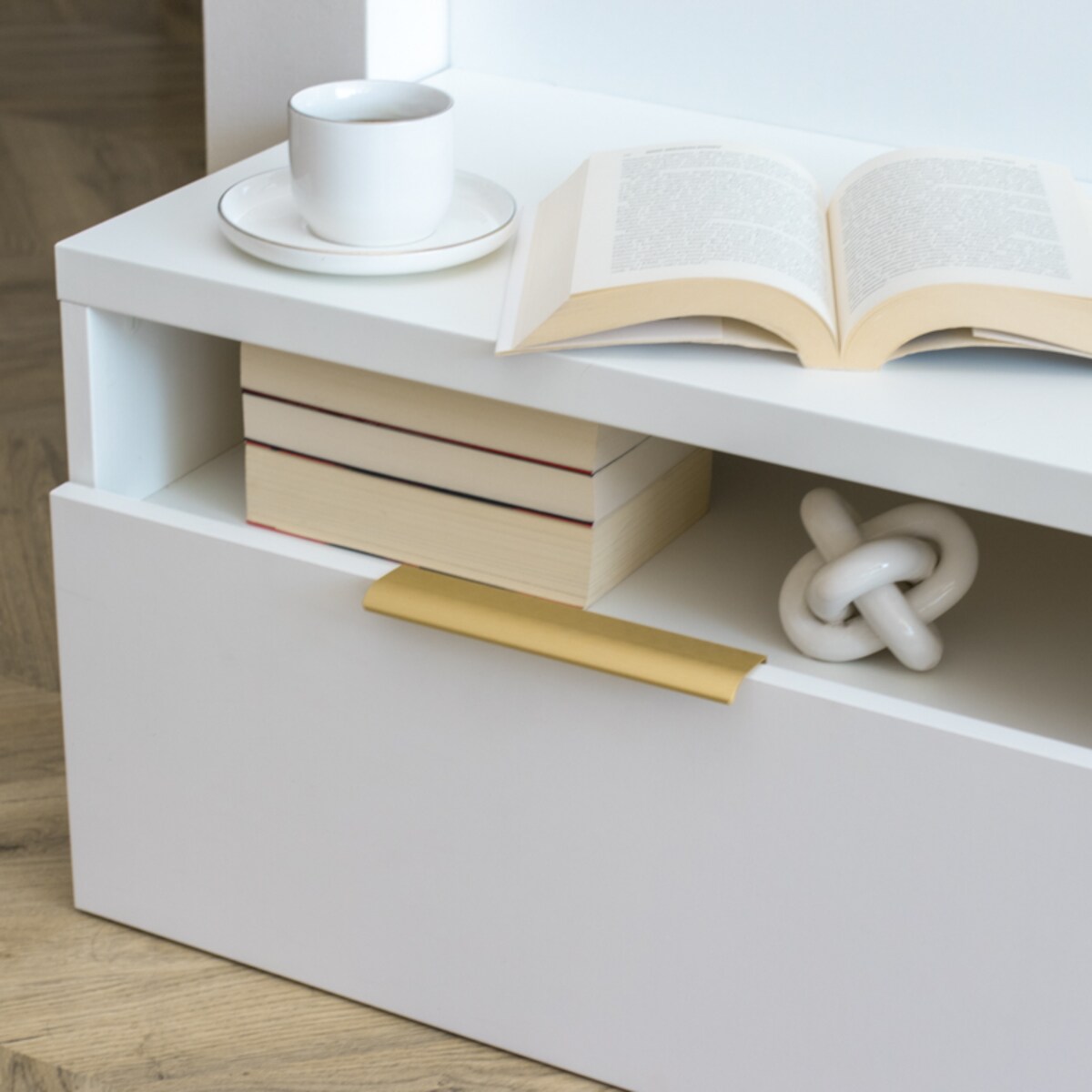 Uchwyt meblowy 160 mm mat krawędziowy złoty loft do mebli szafek i suflad