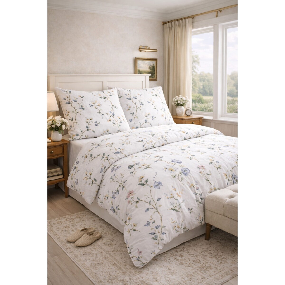 Pościel bawełniana 200x220 cm magnolia biała