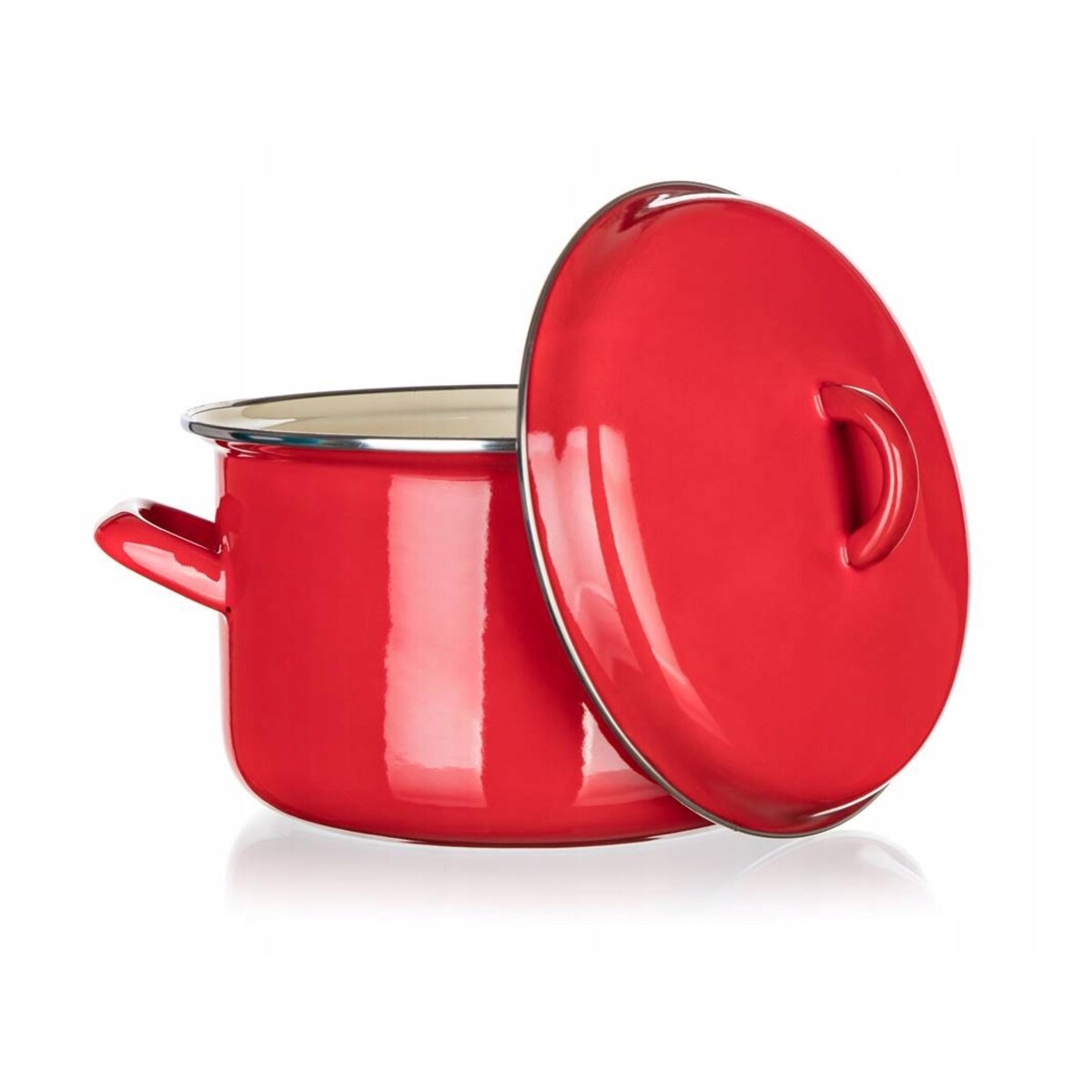 Garnek emaliowany BANQUET 3,4L 20 cm CZERWONY z pokrywką do gotowania obiad