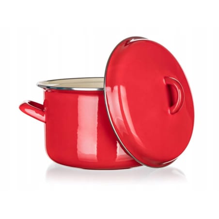 Garnek emaliowany BANQUET 3,4L 20 cm CZERWONY z pokrywką do gotowania obiad