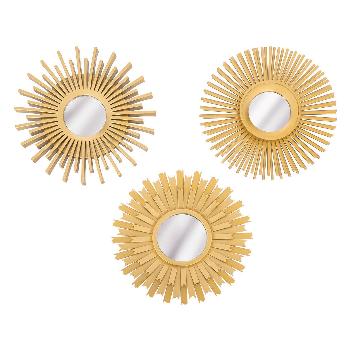 Lustro słońce złote AMED, 3 sztuki, Ø 25 cm