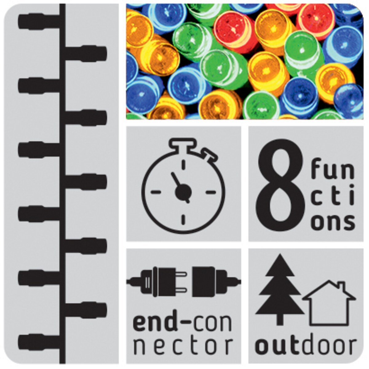 Girlanda 180Led, Dodatkowe Gniazdo, Timer, Multikolor, Sieciowa, Zew.