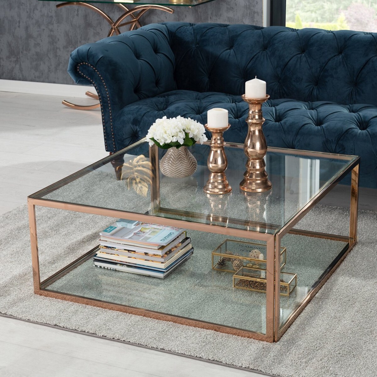 Stolik Qube rose gold 100x100x40cm, 100 x 100 x 40 cm