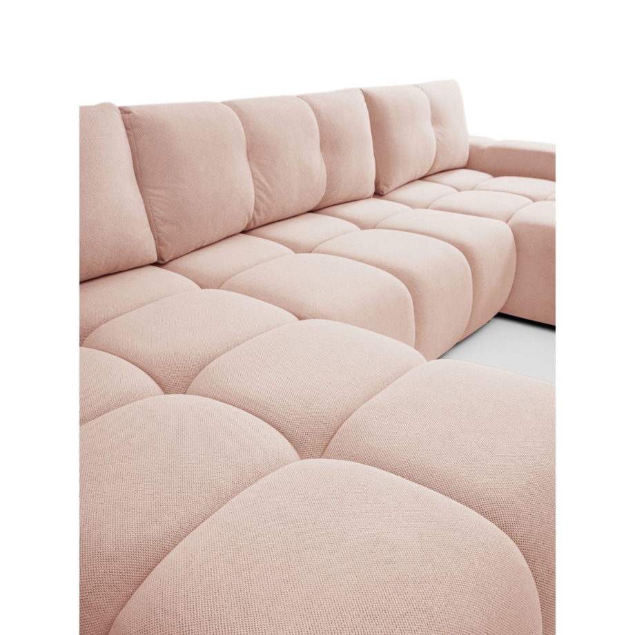 Nowoczesny Narożnik U SOHI z funkcją spania, Curio 60 - Jasny róż