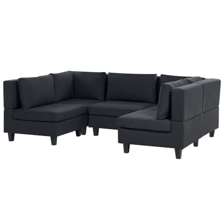 Sofa modułowa 5-osobowa z otomaną czarna UNSTAD