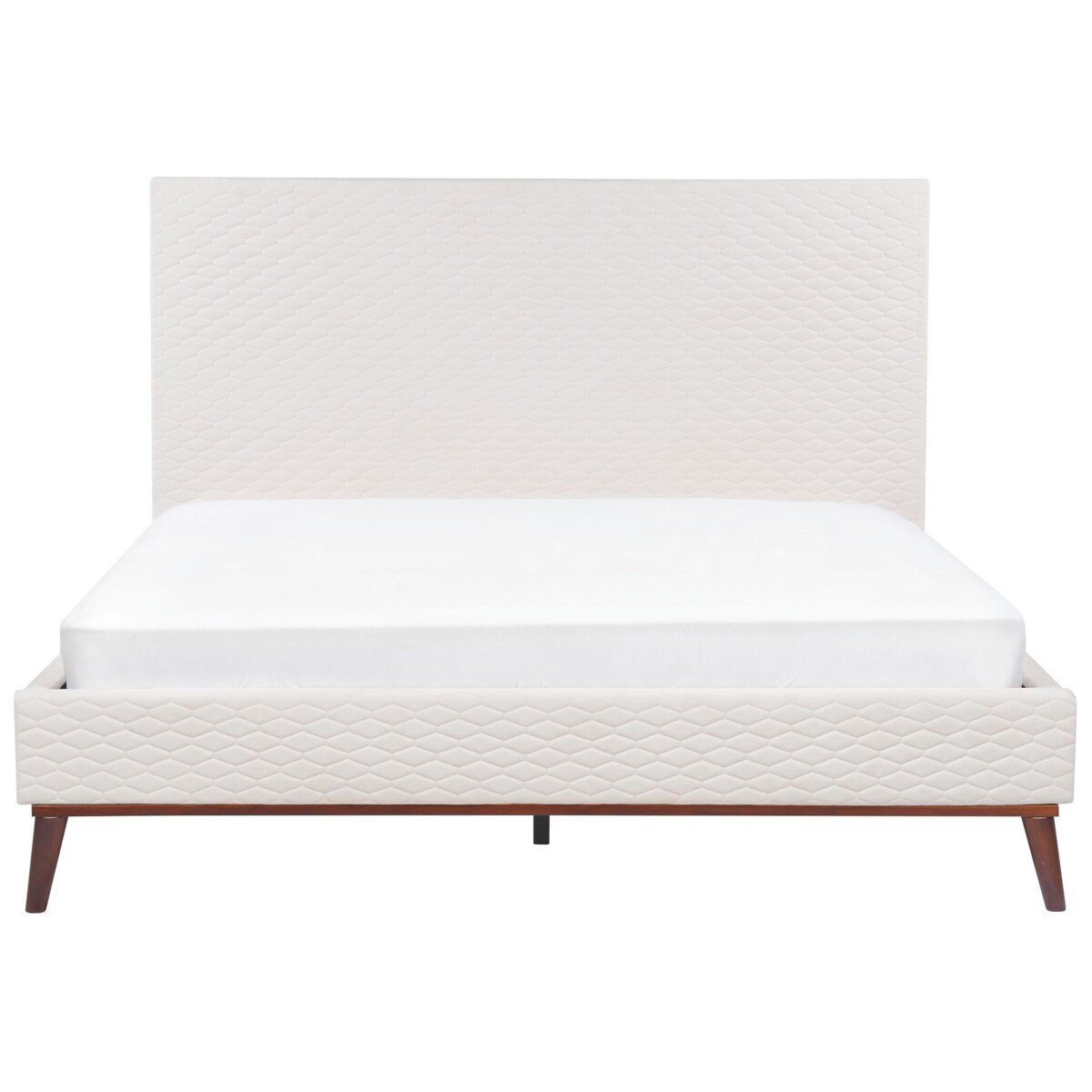 Łóżko welurowe 160 x 200 cm złamana biel BAYONNE